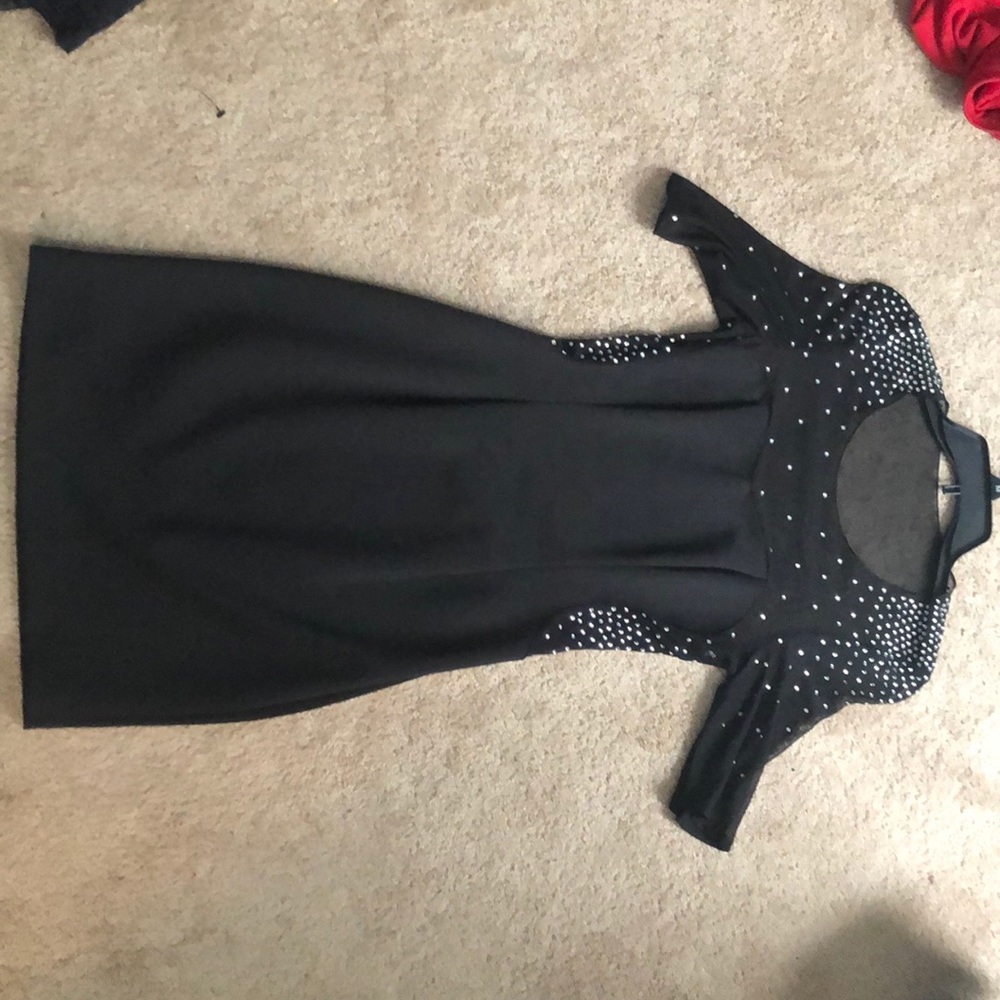 Black tight dress with crystals/mesh